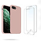 Acheter Evetane Coque iPhone 7/8/SE 2020 Silicone liquide Rose + 2 Vitres en Verre trempé Protection écran Antichocs