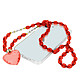 Avizar Bijou de Téléphone Bracelet à Perles Ovales et Cœur 80cm Collection Romeo Rouge - Bijou de téléphone à perles, Collection Romeo, pour transporter facilement et avec style votre smartphone