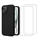 Acheter Evetane Coque iPhone 15 Silicone liquide Noire + 2 Vitres en Verre trempé Protection écran Antichocs