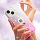 Avizar Coque pour iPhone 14 Paillette Silicone Semi rigide  Rose et Argent pas cher