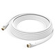 LinQ Câble Antenne TV Mâle Femelle Coxial 9.5mm PVC 5m  Blanc Câble coaxial pour les antennes TV spécialement conçu par LinQ, Modèle AV003