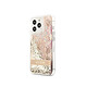 Guess Coque pour Apple iPhone 14 Pro Max Flowers à paillettes flottantes Dorée Coque conçue sur mesure pour Apple iPhone 14 Pro Max