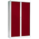 VINCO Armoire Monobloc FUN H198xL120xP43 cm 4 Tablettes Blanc Rideaux Rouge Armoire de bureau à rideau