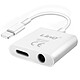 LinQ Adaptateur 2 en 1 Lightning vers Jack 3.5mm Audio + Lightning Charge  Blanc Adaptateur iPhone 2 en 1 Lightning de LinQ pour élargir les options de connectivité