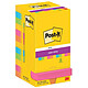 POST-IT Bloc-note adhésif Super Sticky Notes, 76 x 76 mm Jaune, vert et rose Notes repositionnable