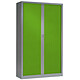 VINCO Armoire Monobloc FUN H198xL120xP43 cm 4 Tablettes Alu Rideaux Vert Armoire de bureau à rideau