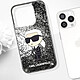 Avis Karl Lagerfeld Coque pour iPhone 15 Pro Motifs Paillettes Flottantes Bords Rehaussés Argent