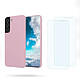 Acheter Evetane Coque Samsung Galaxy S22 Rose Silicone liquide + 2 Vitres en Verre trempé Protection écran Antichocs