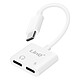 LinQ Adaptateur USB C vers 2x USB C Audio et Charge Rapide Power Delivery Blanc - Adaptateur multifonction blanc de la marque LinQ pour recharger votre téléphone tout en écoutant votre musique