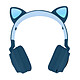 Casque Audio Bluetooth Design Oreilles Chat Animation lumineuse 12h - bleu nuit - Casque audio compatible avec tous les appareils dotés de la fonction Bluetooth ou d'une entrée auxiliaire.