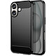 Avizar Coque pour iPhone 16 Plus Antichoc Design Carbone Brossé Noir Conception en silicone gel flexible, protégeant le téléphone des chocs et rayures du quotidien