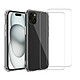 Acheter Evetane Coque iPhone 15 Plus Antichoc Silicone bords renforcés + 2 Vitres en verre trempé Protection écran