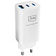 3mk Chargeur Secteur 65W 2x USB C et USB GaN Charge Rapide Format Compact Blanc - Chargeur secteur 3mk HyperCharger avec deux sorties type C et un port USB