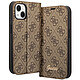 Guess Étui Luxe pour iPhone 14 Plus Porte-cartes Design Élégant Motif 4G Marron L'accessoire parfait pour affirmer votre style, que ce soit au travail ou lors de vos sorties