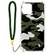 Guess Coque pour iPhone 12 et 12 Pro avec Dragonne Motif Camouflage  Vert Un design Militaire avec un motif camouflage Kaki et un Bracelet Kaki