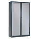 VINCO Armoire Monobloc H160xL120xP43 cm 3T Anthracite Rideaux Alu Armoire de bureau à rideau