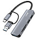 LinQ Hub USB C et USB avec USB 3.0 + 2x USB 2.0 Lecteur Cartes SD et TF Noir Adaptateur Hub LinQ avec double connecteur USB-C et USB pour multiplier les ports de vos appareils