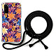 LaCoqueFrançaise Coque cordon Samsung Galaxy S20 Dessin Fleurs violettes et oranges Coque cordon Samsung Galaxy S20 Dessin Fleurs violettes et oranges