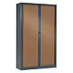 VINCO Armoire Monobloc à Rideaux 1/3 Penderie H198xL120xP43 cm Anthracite Rideaux Poirier Foncé Armoire de bureau à rideau