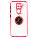 Avizar Coque pour Xiaomi Redmi Note 9 Bi-matière Bague Métallique Fonction Support Rouge Coque Anneau Rouge en Polycarbonate, Xiaomi Redmi Note 9