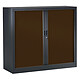 VINCO Armoire Monobloc H 70xL 80xP43 cm 1 Tablette Anthracite Rideaux Wengé Armoire de bureau à rideau