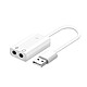 Avizar Carte Son Externe USB vers Jack 3.5mm Audio et Microphone Son de Qualité Blanc Carte son externe USB pour votre ordinateur portable, Macbook, TV