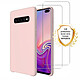 Evetane Coque Samsung Galaxy S10 Rose Silicone liquide+ 2 Vitres en Verre trempé Protection écran Antichocs Coque Samsung Galaxy S10 Rose Silicone liquide+ 2 Vitres en Verre trempé Protection écran Antichocs