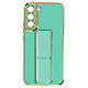 Avizar Coque pour Samsung Galaxy S22 Plus Silicone flashy Béquille pliable Système magnétique bleu Coque Anneau Bleu en Silicone, Galaxy S22 Plus