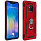 Avizar Coque Huawei Mate 20 Pro Bi matière Rigide Souple Bague Support Vidéo Rouge - Coque de protection spécialement conçue pour le Huawei Mate 20 Pro, Rouge