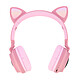 Avizar Casque Audio Bluetooth Design Oreilles Chat Animation lumineuse 12h Rose - Casque audio compatible avec tous les appareils dotés de la fonction Bluetooth ou d'une entrée auxiliaire.