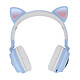 Avizar Casque Audio Sans Fil Bluetooth 5.0 Design Oreilles de Chat avec LED Bleu clair Casque audio sans fil Bluetooth 5.0 disposant d'un port Jack 3.5mm et d'un lecteur de carte mémoire pour profiter des musiques et passer des appels en mains libre