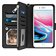Avizar Étui iPhone 6 Plus/6S Plus/7 Plus/8 Plus Portefeuille Coque Amovible - Noir - Housse portefeuille conçue pour appareil