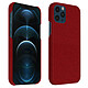 Avizar Coque iPhone 12 / 12 Pro Rigide Finition Tissu Anti-traces Lavable Rouge - Une coque élégante pour protéger avec style votre appareil