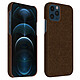 Avizar Coque iPhone 12 / 12 Pro Rigide Finition Tissu Anti-traces Lavable Marron foncé Une coque élégante pour protéger avec style votre appareil