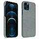 Avizar Coque iPhone 12 / 12 Pro Rigide Finition Tissu Anti-traces Lavable Gris clair - Une coque élégante pour protéger avec style votre appareil