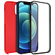 Avizar Coque Apple iPhone 12 / 12 Pro Protection Arrière Rigide et Avant Souple rouge - Coque de protection spécialement conçue pour appareil