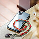 Avis Avizar Bijou de Téléphone Chaîne Tressée Argent Simili Cuir 40cm Rouge