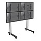 KIMEX 031-2400K2 Support sur pieds mur d'images pour 4 écrans TV 45''-55'' - Hauteur 175cm - A roulettes