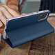 Dux Ducis Étui Samsung S20 FE Support + Porte-carte Effet Satiné Dux Ducis Bleu Nuit pas cher
