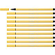 STABILO Stylo feutre Pen 68, jaune clair x 10 Crayon feutre