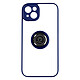 Avizar Coque pour iPhone 14 Bi-matière Bague Métallique Support Vidéo bleu - Coque de protection avec un anneau de maintien conçue spécialement pour votre iPhone 14