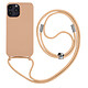 Avizar Coque Cordon iPhone 14 Pro Semi-rigide avec Lanière Tour du Cou 80cm rose Une protection mêlant la praticité au style, spécialement conçue pour votre Apple iPhone 14 Pro
