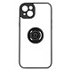 Avizar Coque pour iPhone 14 Bi-matière Bague Métallique Support Vidéo noir Coque de protection avec un anneau de maintien conçue spécialement pour votre iPhone 14