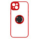 Avizar Coque pour iPhone 14 Bi-matière Bague Métallique Support Vidéo rouge - Coque de protection avec un anneau de maintien conçue spécialement pour votre iPhone 14