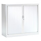 VINCO Armoire Monobloc H100xL100xP43 cm 2 Tablettes Blanc Rideaux Blanc Armoire de bureau à rideau