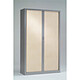 VINCO Armoire Monobloc H198xL100xP43 cm 4 Tablettes Alu Rideaux Erable Armoire de bureau à rideau