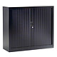 VINCO Armoire Monobloc H100xL 80xP43 cm 2 Tablettes Noir (9005) Rideaux Noir Armoire de bureau à rideau