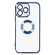 Avizar Coque iPhone 14 Pro Silicone Bloc Caméra Couvert Contour Chromé Coque de protection effet chromé bleu, spécialement conçue pour le iPhone 14 Pro