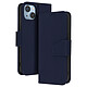 Avizar Étui Portefeuille pour iPhone 14 Plus en Cuir Premium avec Fonction Stand Bleu nuit - Cet étui portefeuille pour iPhone 14 Plus est fabriqué en cuir véritable, avec coutures soignées et tranches lissées pour une finition nette