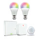 METRONIC - Kit éclairage intelligent compatible Wi-Fi et fonction Bluetooth (5 pièces) Contrôlez vos luminaires sur votre smartphone, votre interrupteur ou faites les allumer automatiquement avec le détecteur de mouvement